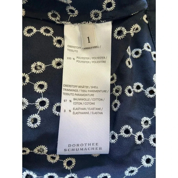 Dorthee Schumacher Dress Fit Flare Eyelet Lace Front Corset Navy Blue 1 Small - Picture 5 of 5